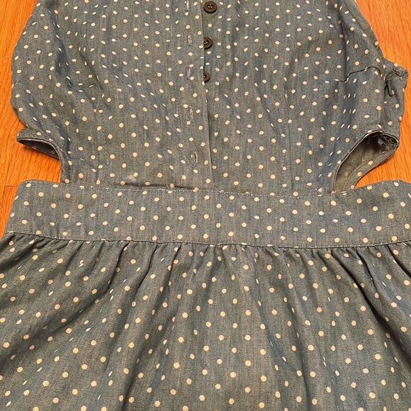 Wet Seal Blue and White Polka Dot Side Cutout Sleeveless Shirt Summer Dress - Picture 3 of 14